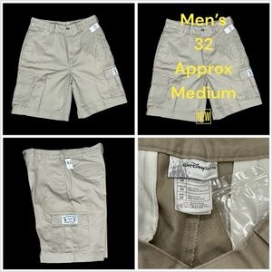 Men's Walt Disney World 32 Medium Chino Khakis Shorts Cargo Khaki 6 Pockets NWT